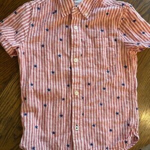Boden Striped Red and White Kids Shirt with Embroidered Blue Stars